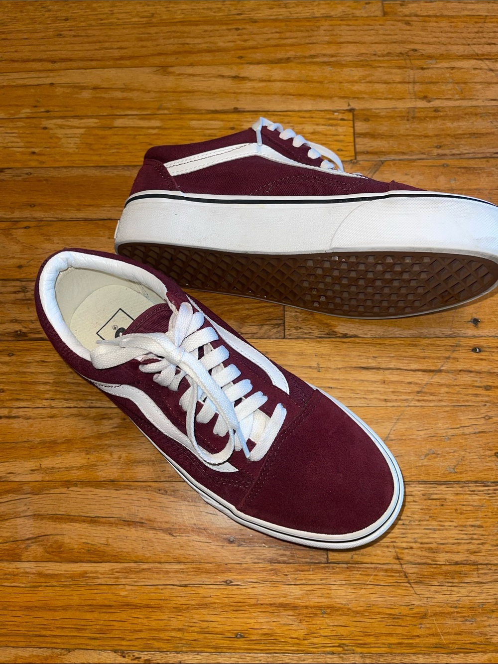 Vans Burgundy Low-Top Sneakers with White Stripe